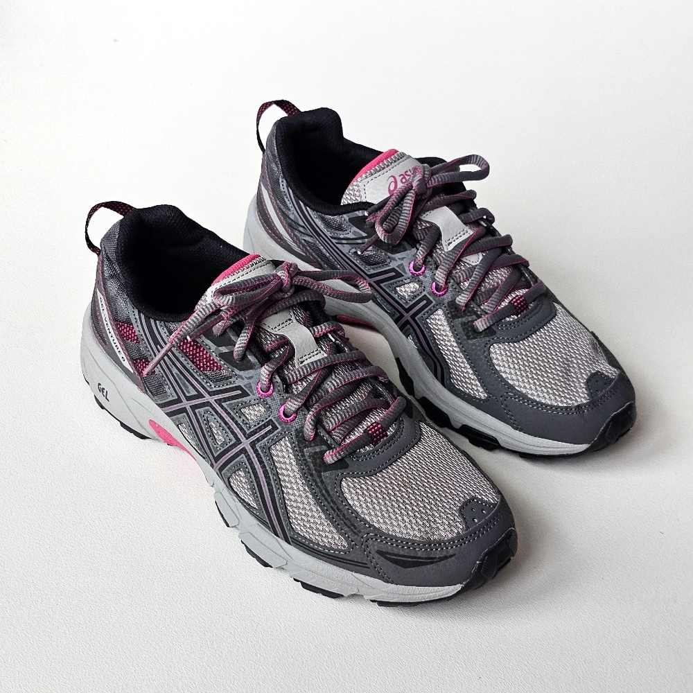 ASICS Gel Venture 6 Women’s Running Shoes Gray Pink Trail Sneakers Size 9